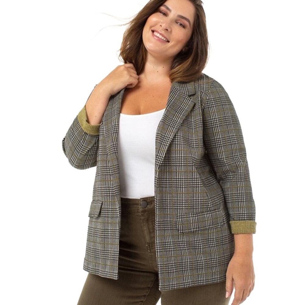 Liverpool Plaid Blazer with Olive Trim